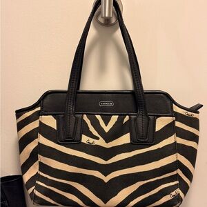 Coach Zebra Stripe Tote in Black and Cream